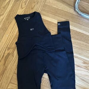 SET Active Women's Black Leggings and Top Set